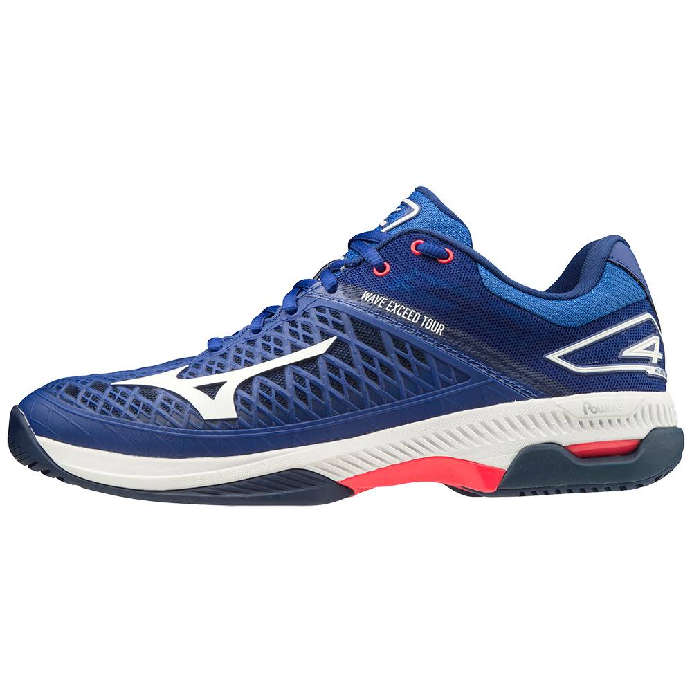 Mens Mizuno Wave Exceed Tour 4 AC Tennis Shoes Blue/White Philippines (DQEHNB073)